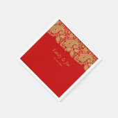 Hochzeit in Rot und Gold Serviette (Ecke)