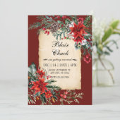 Hochzeit in Roter Blüte Einladung (Stehend Vorderseite)