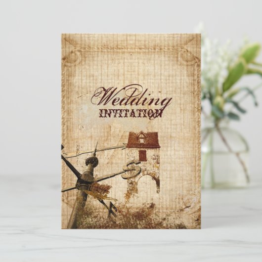 Hochzeit in rustikalem Western Einladung (Stehend Vorderseite)