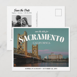 Hochzeit in Sacramento - Save-the-Date-Karte im Re Postkarte