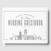 Hochzeit in San Diego | Moderner Deko Skyline Gästebuch (Vorderseite)