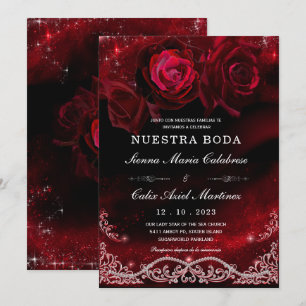 Hochzeit in Schwarz, Rot und Weiß Einladung
