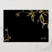Hochzeit in Schwarz und Gold Save the Date Folieneinladung (Rückseite)