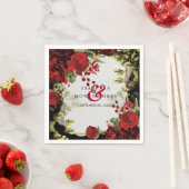 Hochzeit in Schwarz und Rot-Flora Serviette (Beispiel)