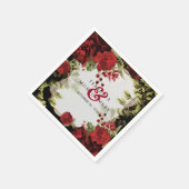 Hochzeit in Schwarz und Rot-Flora Serviette (Ecke)