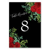 Hochzeit in Schwarz und Rote Rose Tischnummer (Vorderseite)
