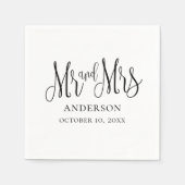 Hochzeit in Schwarz-Weiß-Kalligrafie. Herr und Her Serviette (Vorderseite)
