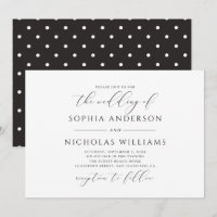 Hochzeit in Schwarz-Weiß-Kalligrafie. Polka dots