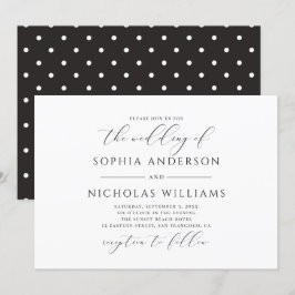 Hochzeit in Schwarz-Weiß-Kalligrafie. Polka dots Einladung