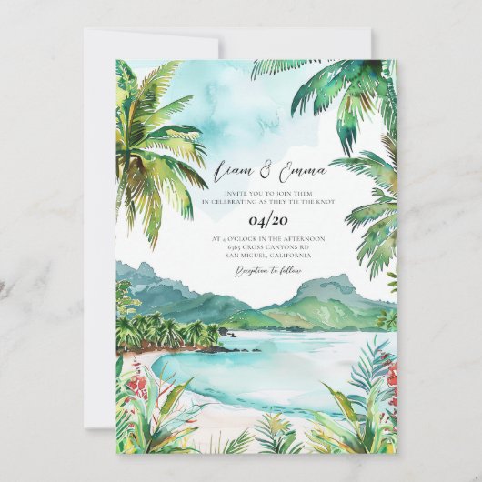 Hochzeit in Seychellen Einladung (Vorderseite)