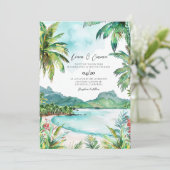 Hochzeit in Seychellen Einladung (Stehend Vorderseite)
