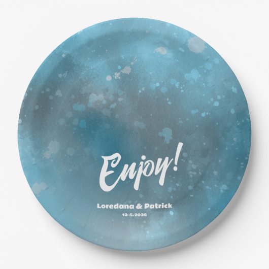 Hochzeit in tiefblauem Meer Pappteller (Vorderseite)