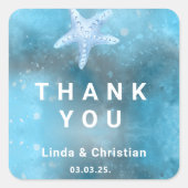 Hochzeit in tiefblauem Meer Quadratischer Aufkleber (Vorderseite)