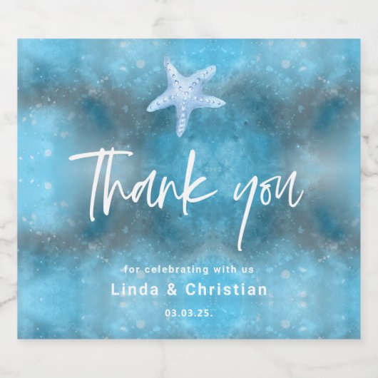 Hochzeit in tiefblauem Meer Schaumweinetikett (Einzelnes Label)