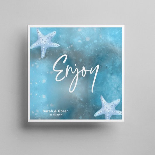 Hochzeit in tiefblauem Meer Serviette