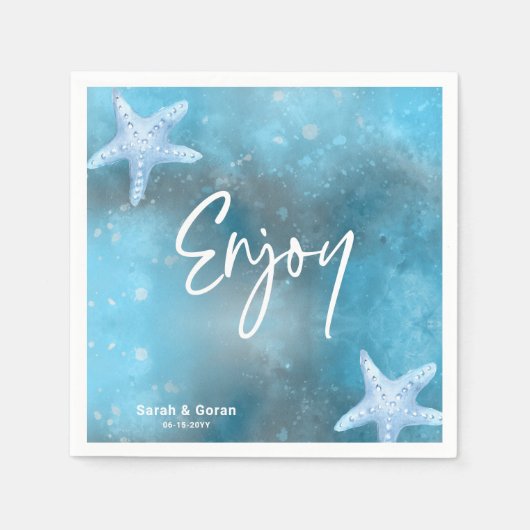 Hochzeit in tiefblauem Meer Serviette (Vorderseite)