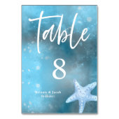 Hochzeit in tiefblauem Meer Tischnummer (Vorderseite)