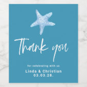 Hochzeit in tiefblauem Meer Weinetikett (Einzelnes Label)