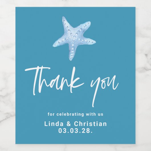 Hochzeit in tiefblauem Meer Weinetikett (Einzelnes Label)