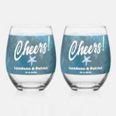 Hochzeit in tiefblauem Meer Weinglas Ohne Stiel (Vorderseite)