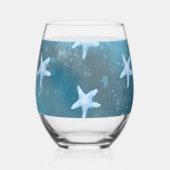 Hochzeit in tiefblauem Meer Weinglas Ohne Stiel (Rückseite)