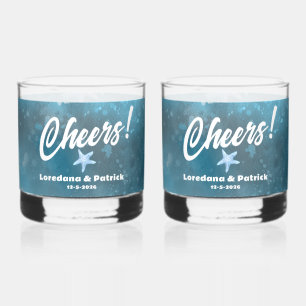 Hochzeit in tiefblauem Meer Whiskyglas