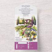 Hochzeit in toskanischem Wasser lila italienische  All In One Einladung (Innen Boden)