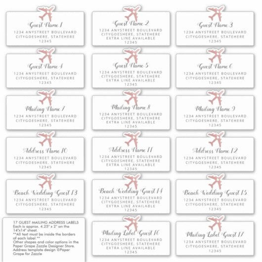 Hochzeit in Urlaubsort-Adressenaufkleber Aufkleber (Vorderseite)