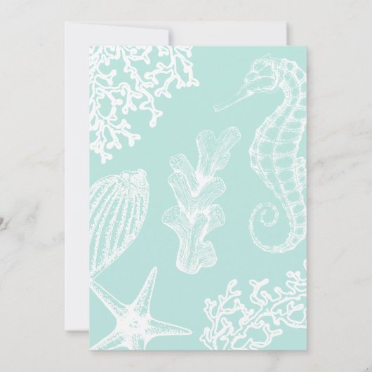 Hochzeit in Urlaubsort am Küstenstrand Einladung (Rückseite)