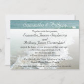 Hochzeit in Urlaubsort am Strand, Aqua Surf Einladung (Vorderseite)