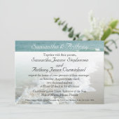 Hochzeit in Urlaubsort am Strand, Aqua Surf Einladung (Stehend Vorderseite)