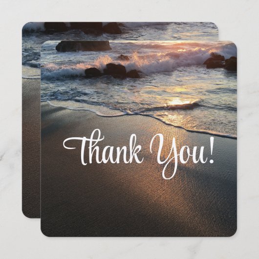 Hochzeit in Urlaubsort am Strand Dankeskarte (Vorne/Hinten)