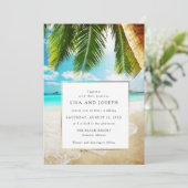 Hochzeit in Urlaubsort am Strand Einladung (Stehend Vorderseite)