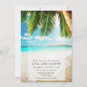 Hochzeit in Urlaubsort am Strand Einladung (Vorderseite)