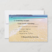 Hochzeit in Urlaubsort am Strand mit Mahlzeiten RSVP Karte (Rückseite)
