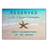 Hochzeit in Urlaubsort am Strand Reserviert Sitzka Tischnummer (Vorderseite)