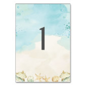 Hochzeit in Urlaubsort an den tropischen Küsten Tischnummer (Rückseite)