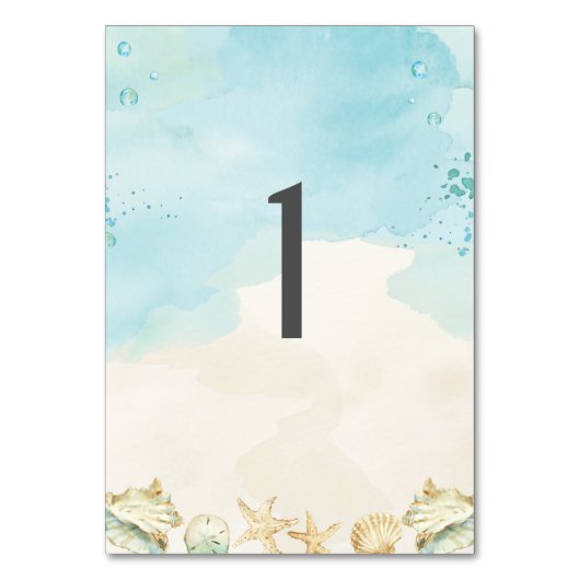 Hochzeit in Urlaubsort an den tropischen Küsten Tischnummer (Rückseite)