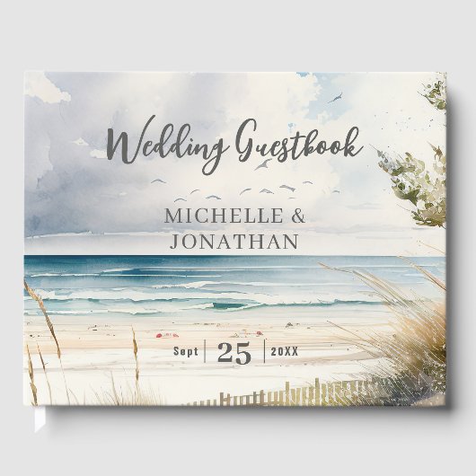 Hochzeit in Urlaubsort an der Küste Gästebuch (Vorderseite)