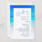 Hochzeit in Urlaubsort Beach Ocean Blue Modern Einladung (Vorderseite)