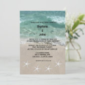 Hochzeit in Urlaubsort "Beach Starfish Ocean Waves Einladung (Stehend Vorderseite)