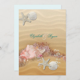 Hochzeit in Urlaubsort Beach Starfish Seashells Einladung