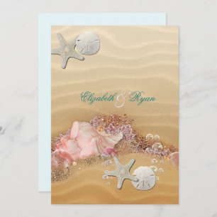 Hochzeit in Urlaubsort Beach Starfish Seashells Einladung