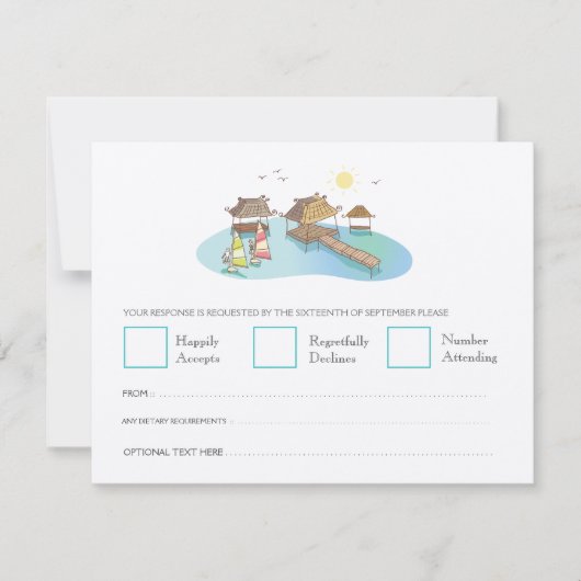 Hochzeit in Urlaubsort Beach Windsurfing RSVP Card (Vorderseite)