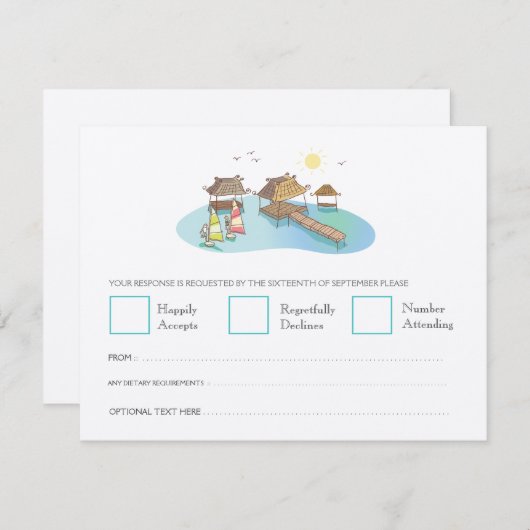 Hochzeit in Urlaubsort Beach Windsurfing RSVP Card (Vorne/Hinten)