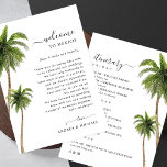 Hochzeit in Urlaubsort Begrüßungsbriefkarte Einladung<br><div class="desc">Die Karte des tropischen Strandes mit seinen Aquarellpalmen und den bearbeitbaren Details informiert Sie über die anstehenden Aktivitäten. Passen Sie es einfach an, indem Sie die Optionen "personalisieren" und "Bearbeiten mit dem Designwerkzeug" verwenden. ***PRE - ANFRAGEN ZUM KAUF VON DESIGN NUR** Wenn Sie noch keinen Einkauf getätigt haben und Fragen...</div>