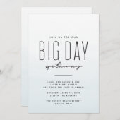 Hochzeit in Urlaubsort Blau Aquarell Spaß Einladung (Vorne/Hinten)