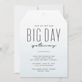 Hochzeit in Urlaubsort Blau Aquarell Spaß Einladung