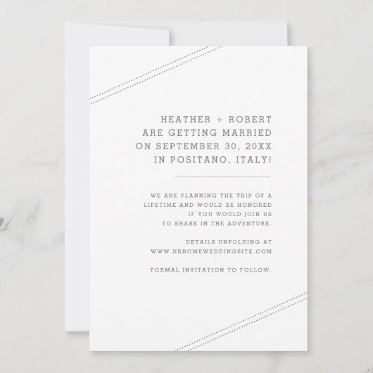 Hochzeit in Urlaubsort Blue Airplane Monogramm Save The Date (Rückseite)