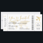 Hochzeit in Urlaubsort Boarding Einladung<br><div class="desc">Eleganter und moderner Hochzeit in Urlaubsort Boarding Pass Flugzeug Einladung mit einem Weltkarte Hintergrund und romantischen Flugzeugherz-Ikone in den Imitaten Gold,  Schwarz und Weiß mit anpassbaren Infobereichen,  Bar,  Sitzbelegung und authentischeren Retro-Flugzeug Ticketdetails.</div>